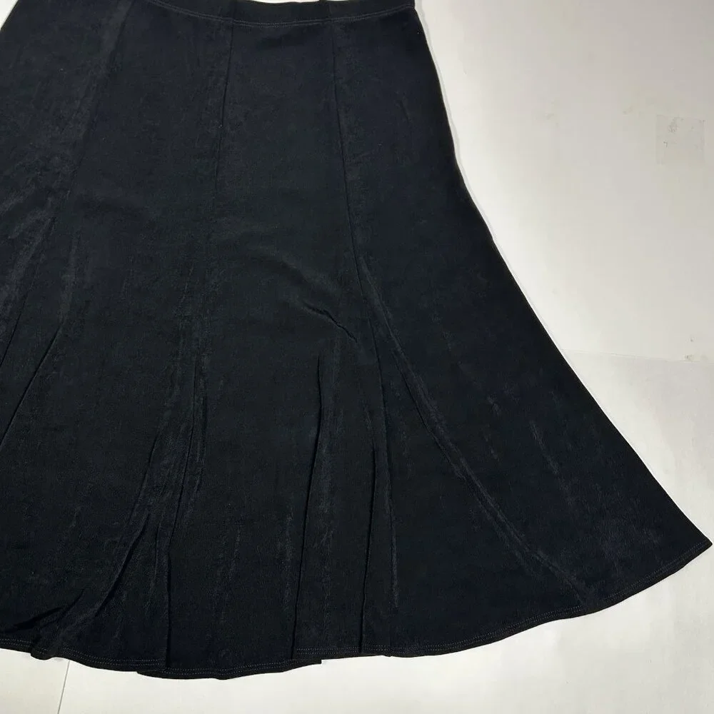 Chico’s Travelers Short Skirt Jersey Knit Slinky Flare Swing Black Pull On Sz M - Picture 3 of 10